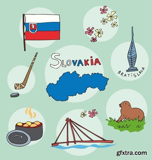 Collection of vector picture different countries infographics Travel Map 25 Eps