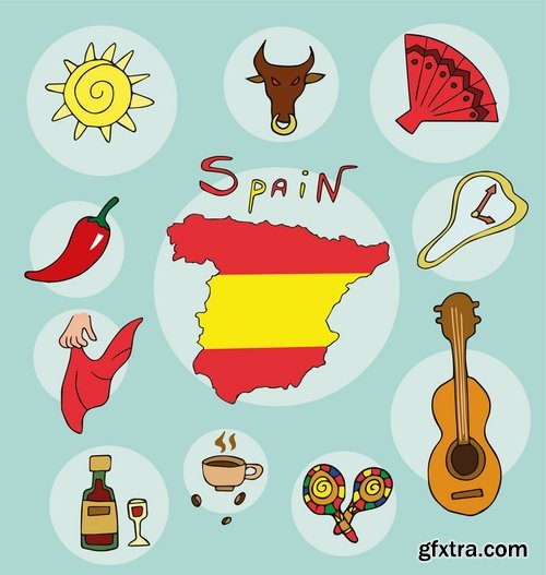 Collection of vector picture different countries infographics Travel Map 25 Eps