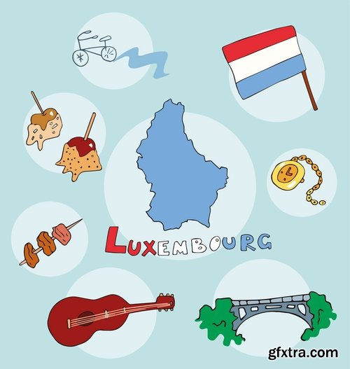 Collection of vector picture different countries infographics Travel Map 25 Eps