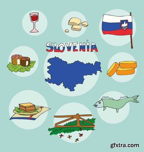 Collection of vector picture different countries infographics Travel Map 25 Eps