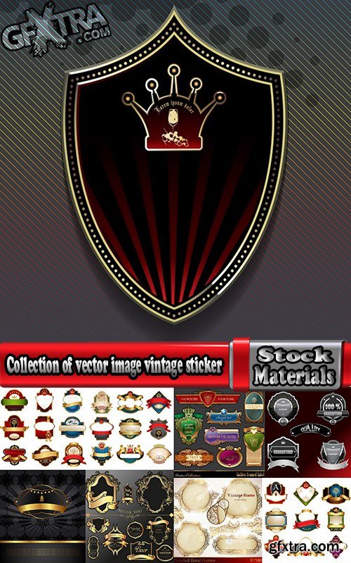 Collection of vector image vintage sticker badge emblem heraldry shield 25 Eps