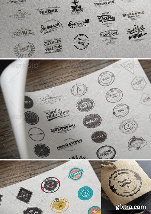 GraphicRiver 90 Retro Badges, Labels and Crests Bundle 6426736