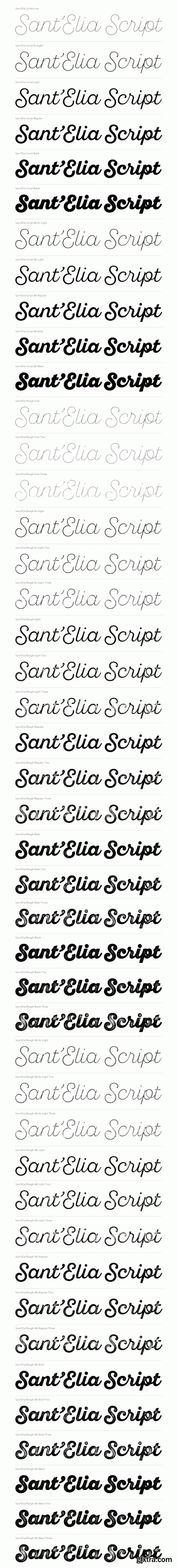 Sant’Elia Script - Regular and Rough Versions in 6 Weights 44xOTF