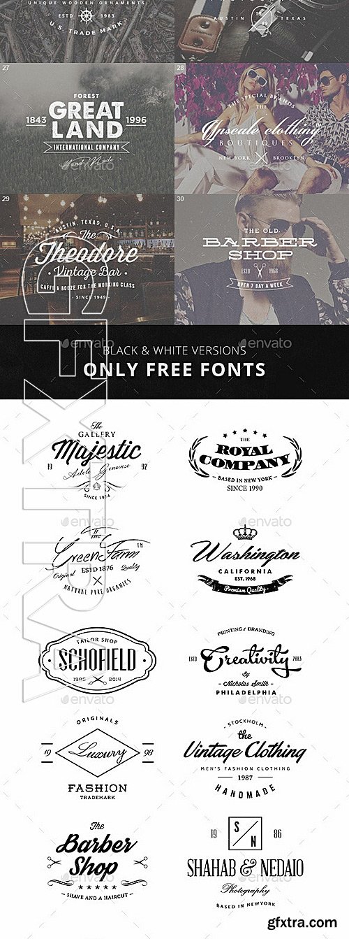 GraphicRiver - 30 Vintage Badges Labels Logos Bundle Vol.2 10794602