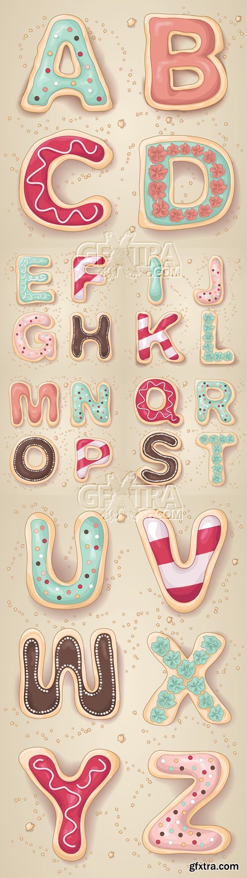 Alphabet Made of Cookies Vector