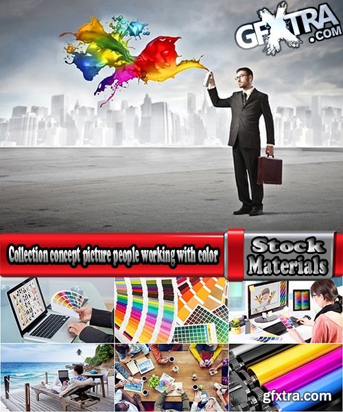 Collection concept picture people working with color designer paint color illustration 25 HQ Jpeg