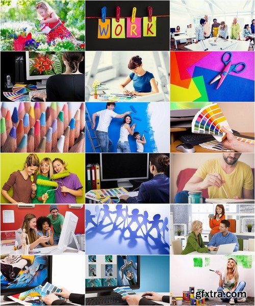 Collection concept picture people working with color designer paint color illustration 25 HQ Jpeg