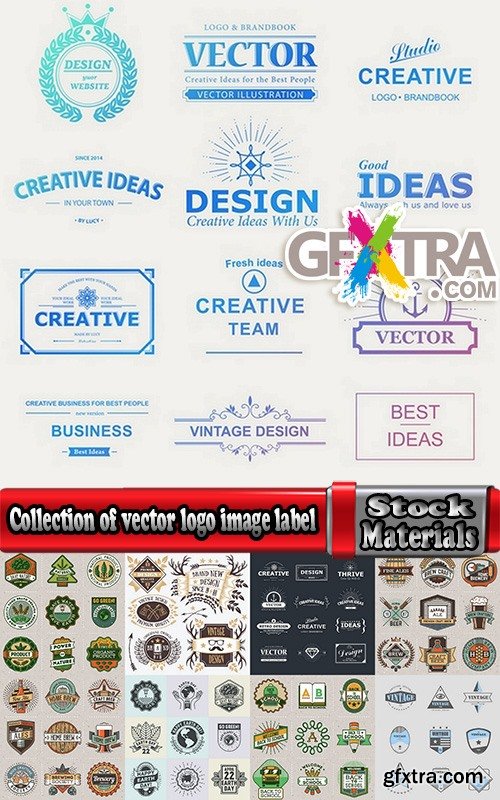 Collection of vector logo image label pattern sticker token vintage element 25 Eps