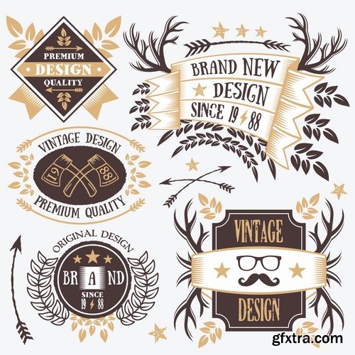 Collection of vector logo image label pattern sticker token vintage element 25 Eps