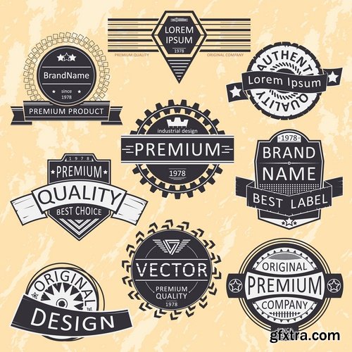 Collection of vector logo image label pattern sticker token vintage element 25 Eps