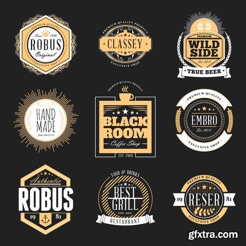 Collection of vector logo image label pattern sticker token vintage element 25 Eps