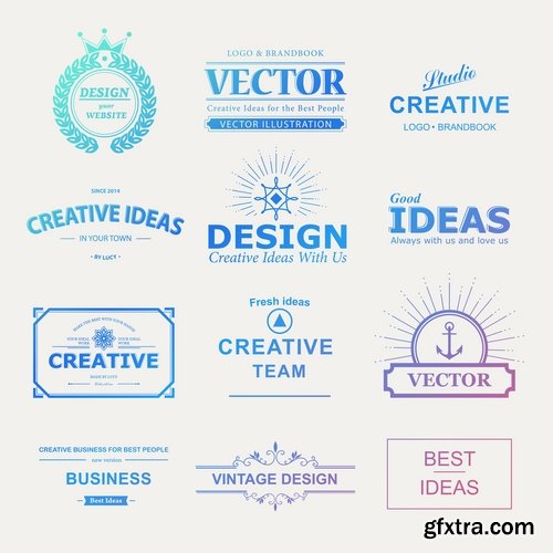 Collection of vector logo image label pattern sticker token vintage element 25 Eps