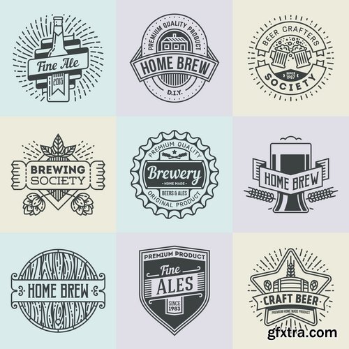 Collection of vector logo image label pattern sticker token vintage element 25 Eps