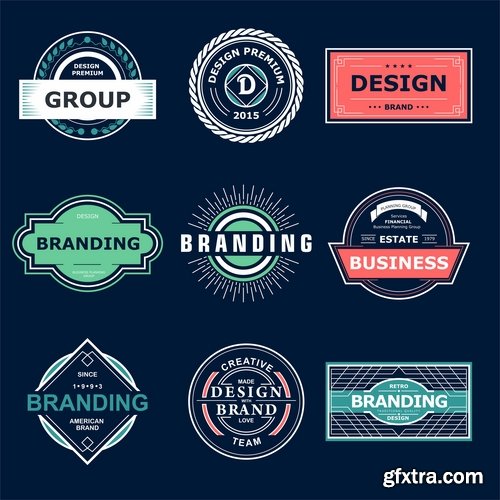 Collection of vector logo image label pattern sticker token vintage element 25 Eps