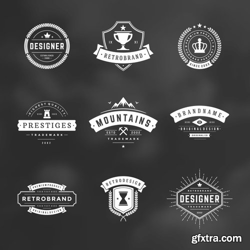 Collection of vector logo image label pattern sticker token vintage element 25 Eps