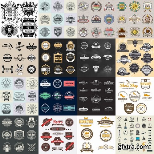 Collection of vector logo image label pattern sticker token vintage element 25 Eps