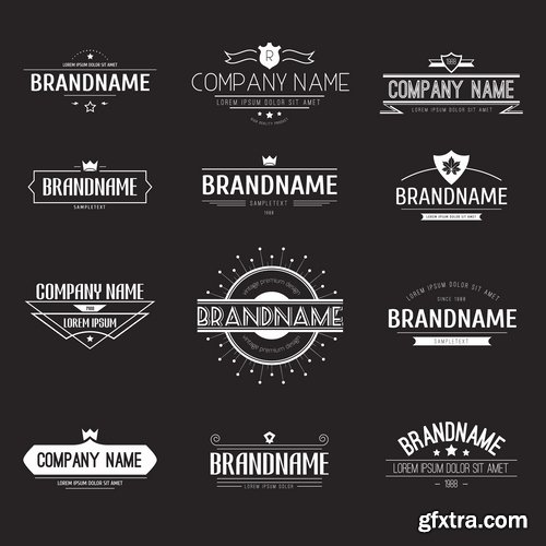 Collection of vector logo image label pattern sticker token vintage element 25 Eps