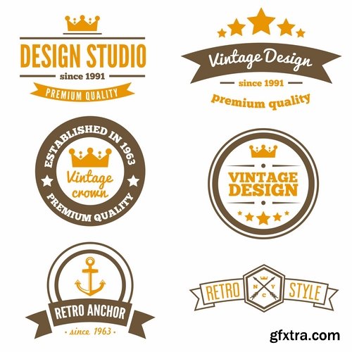 Collection of vector logo image label pattern sticker token vintage element 25 Eps