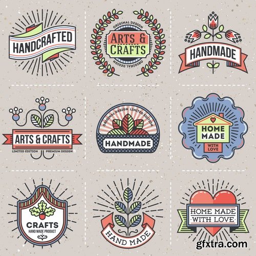 Collection of vector logo image label pattern sticker token vintage element 25 Eps