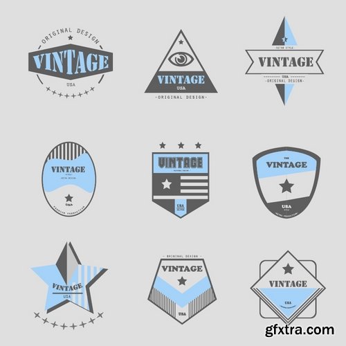 Collection of vector logo image label pattern sticker token vintage element 25 Eps