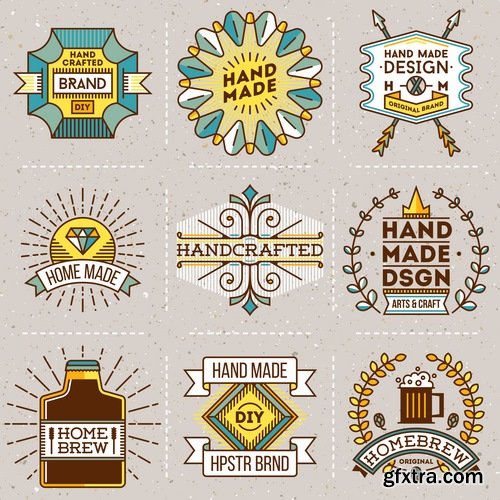 Collection of vector logo image label pattern sticker token vintage element 25 Eps