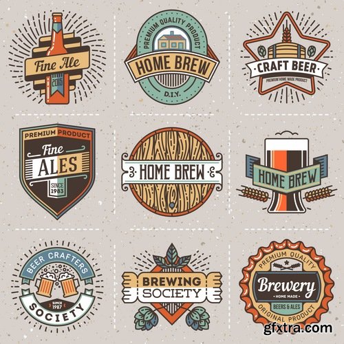 Collection of vector logo image label pattern sticker token vintage element 25 Eps