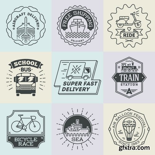 Collection of vector logo image label pattern sticker token vintage element 25 Eps