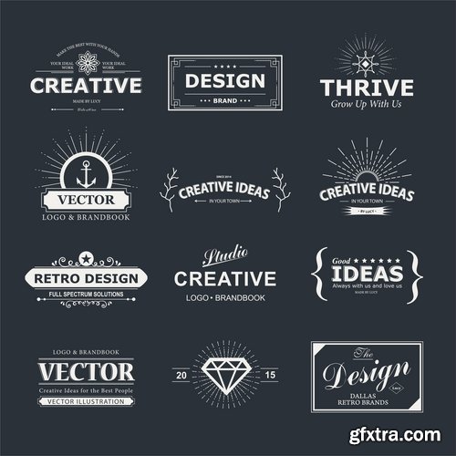 Collection of vector logo image label pattern sticker token vintage element 25 Eps