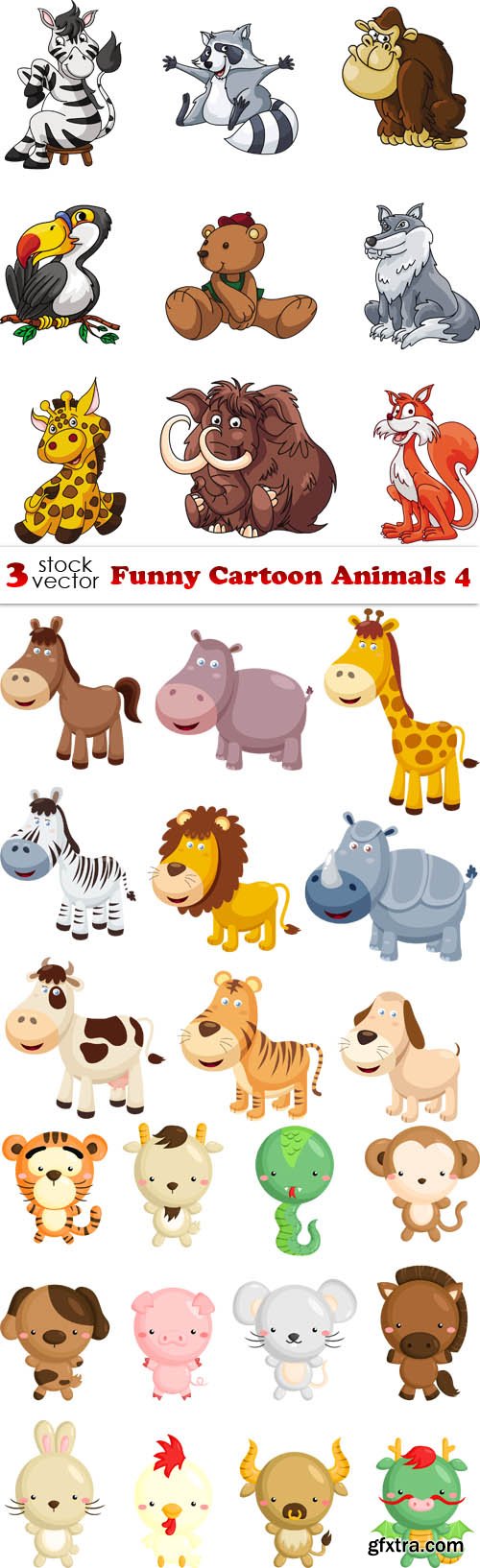 Vectors - Funny Cartoon Animals 4