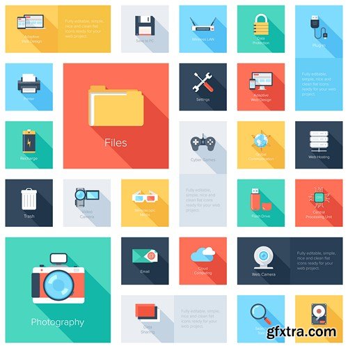 Flat Icons & Design Elements - 25x EPS