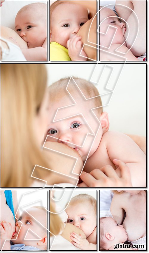 Mother breastfeeding her baby falling asleep breast closeup - Stock photo