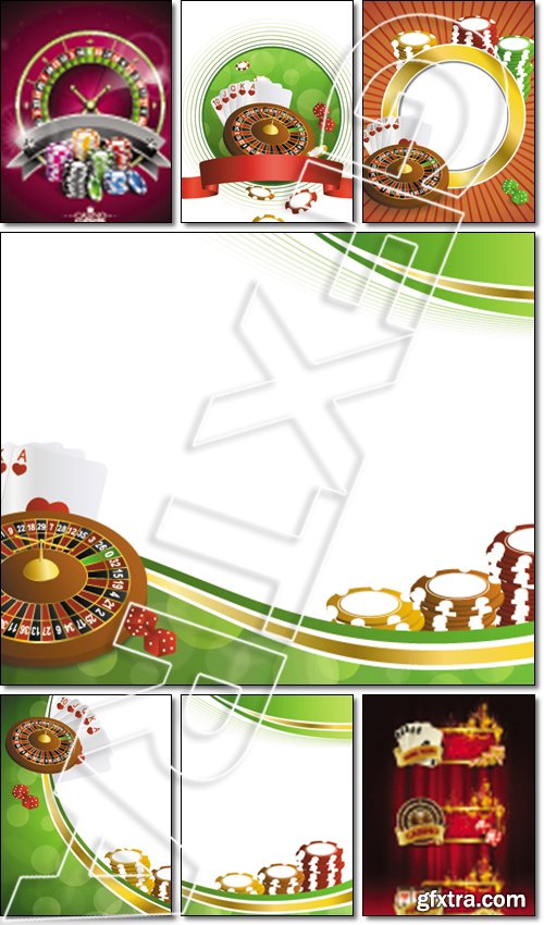 Background abstract red gold casino roulette cards chips craps frame circle illustration - Vector