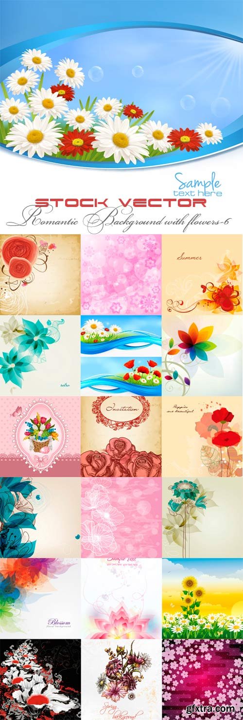 Romantic vector background with flowers-6