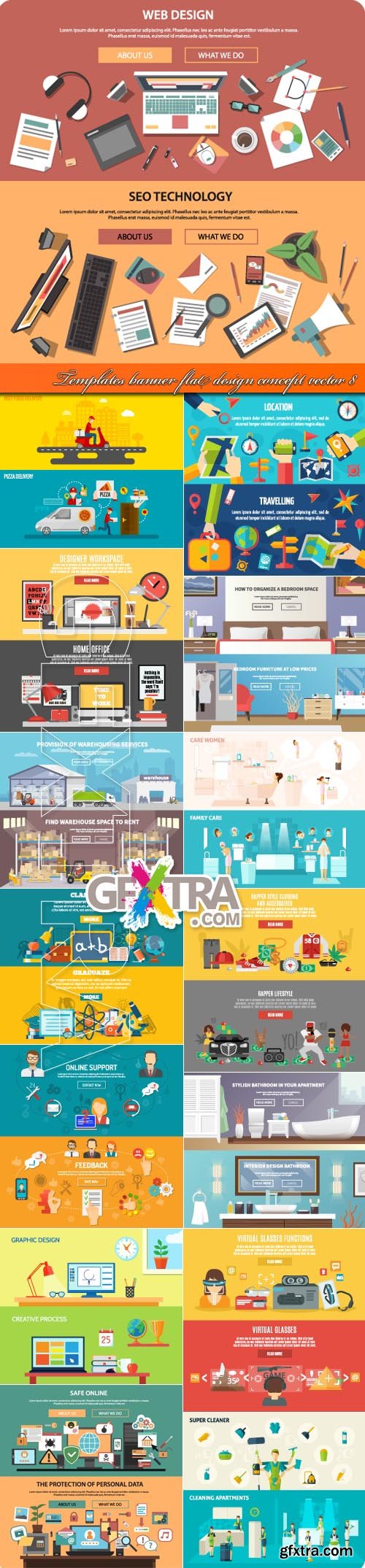 Templates banner flat design concept vector 8