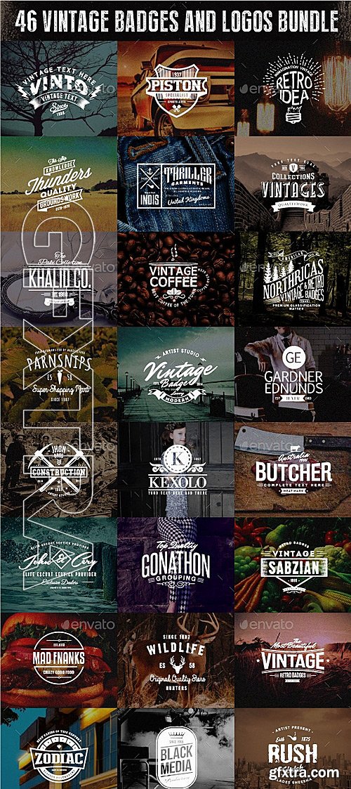 GraphicRiver - 46 Badges and Logos Bundle 10699586