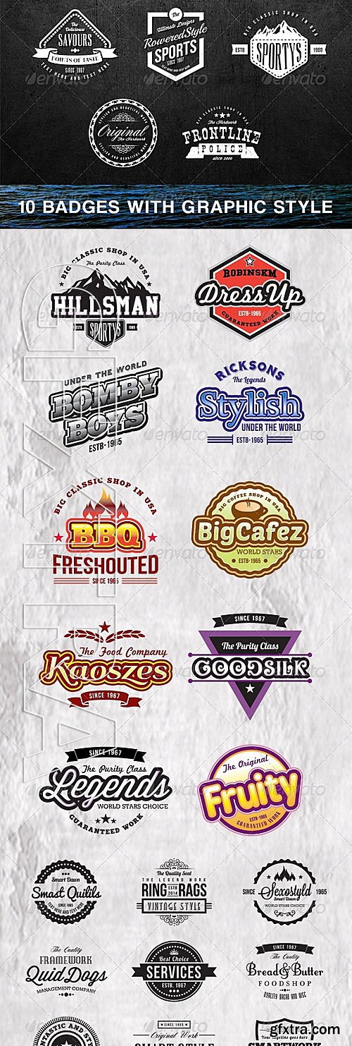 GraphicRiver - 50 Vintage Style Badges Bundle 7783533