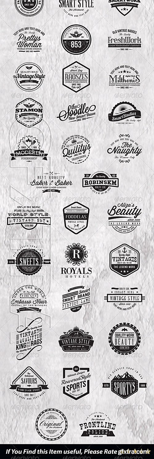 GraphicRiver - 50 Vintage Style Badges Bundle 7783533