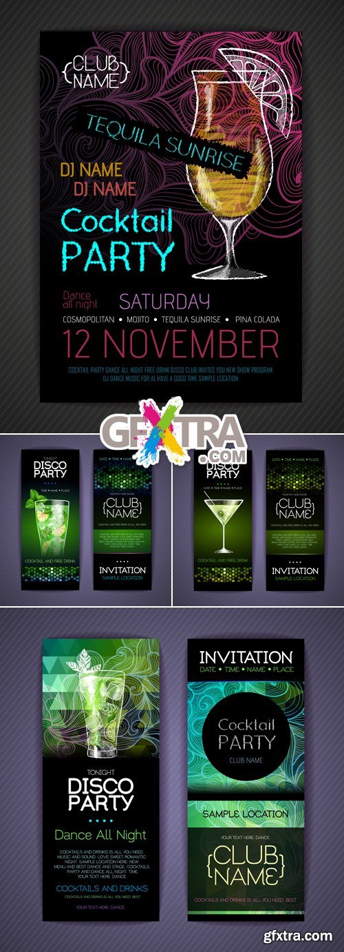 Disco Party Flyers Vector 2