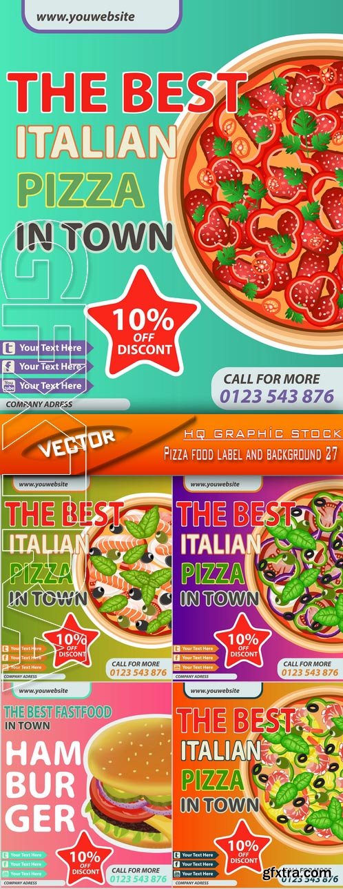 Stock Vector - Pizza food label and background 27