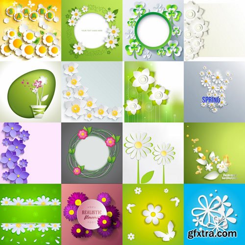 Paper Flowers Background - 25 Vector