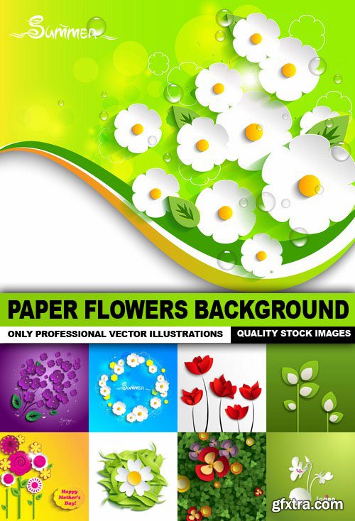 Paper Flowers Background - 25 Vector