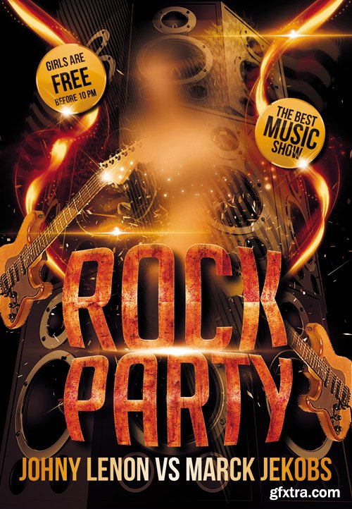 Rock Party - Flyer PSD Template + Facebook Cover