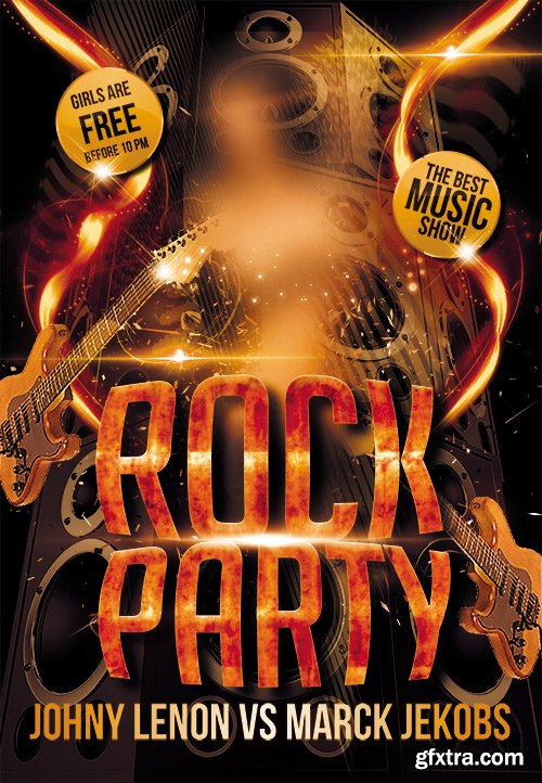 Rock Party Flyer PSD Template + FB Cover