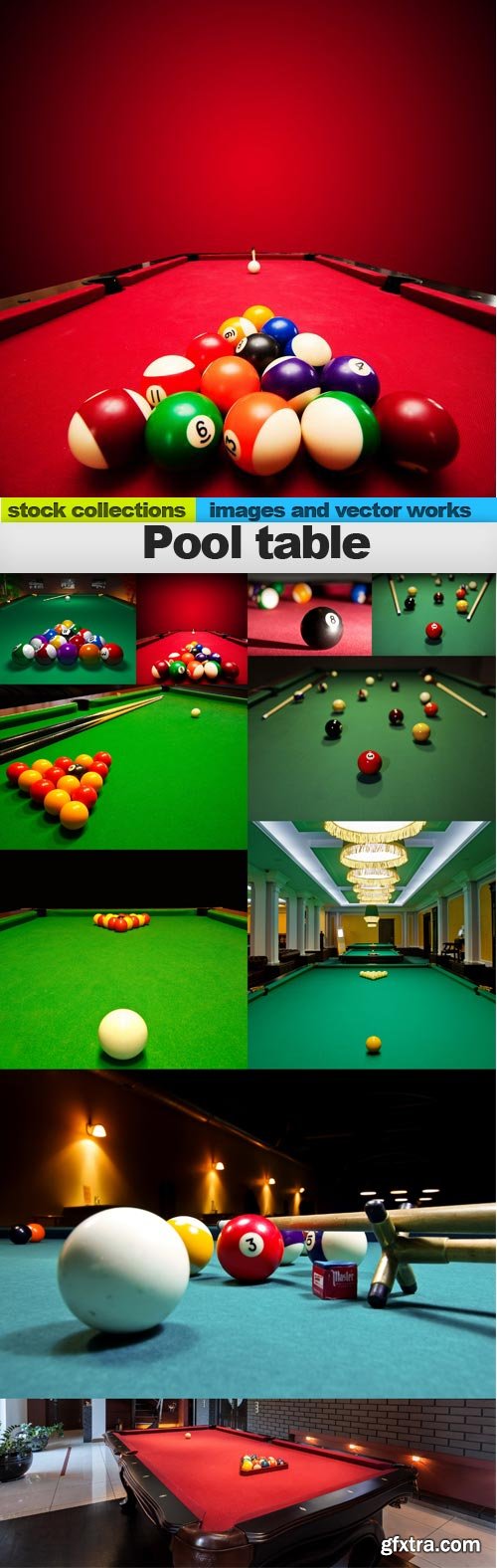 Pool table, 10 x UHQ JPEG