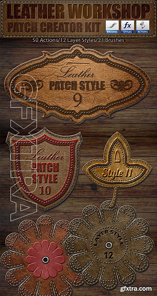 GraphicRiver - Leather Workshop Patch Creator Kit 11650790