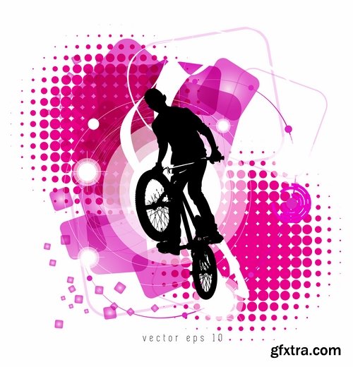 Collection of vector image BMX Bike extreme sport flyer 25 Eps