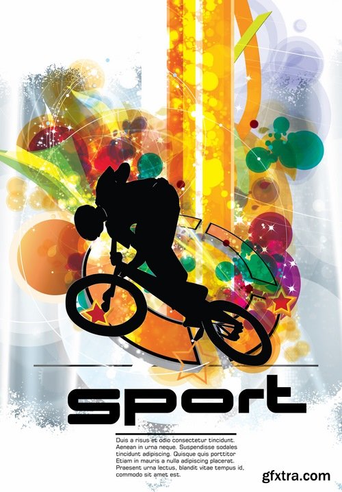 Collection of vector image BMX Bike extreme sport flyer 25 Eps