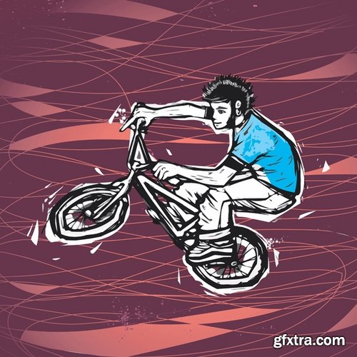 Collection of vector image BMX Bike extreme sport flyer 25 Eps