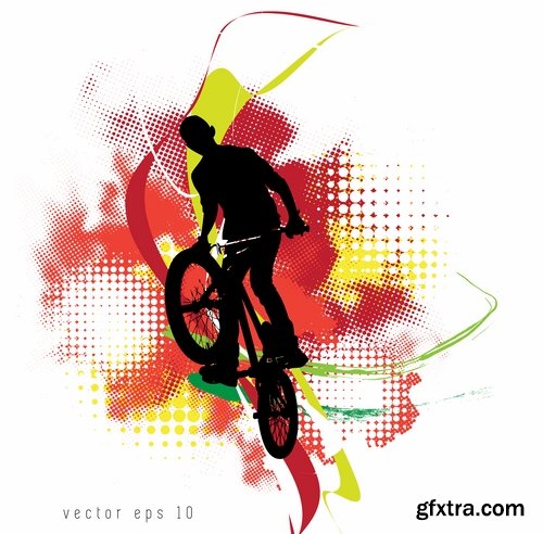 Collection of vector image BMX Bike extreme sport flyer 25 Eps