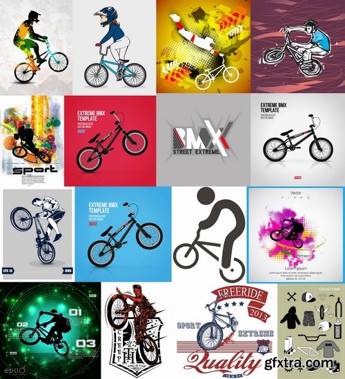 Collection of vector image BMX Bike extreme sport flyer 25 Eps